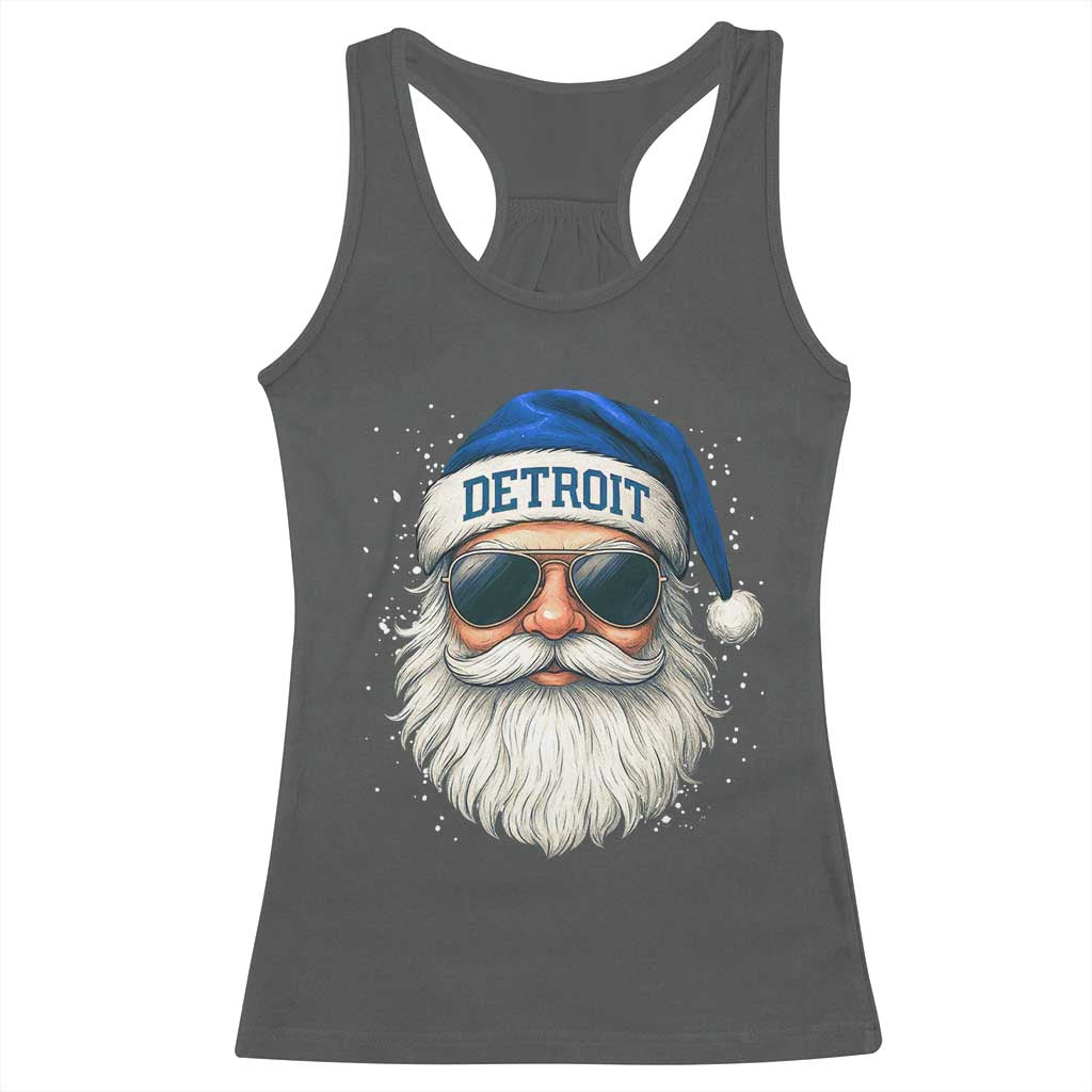 Vintage Detroit Football Christmas Racerback Tank Top Funny Retro Santa Lions Fan Xmas - Wonder Print Shop