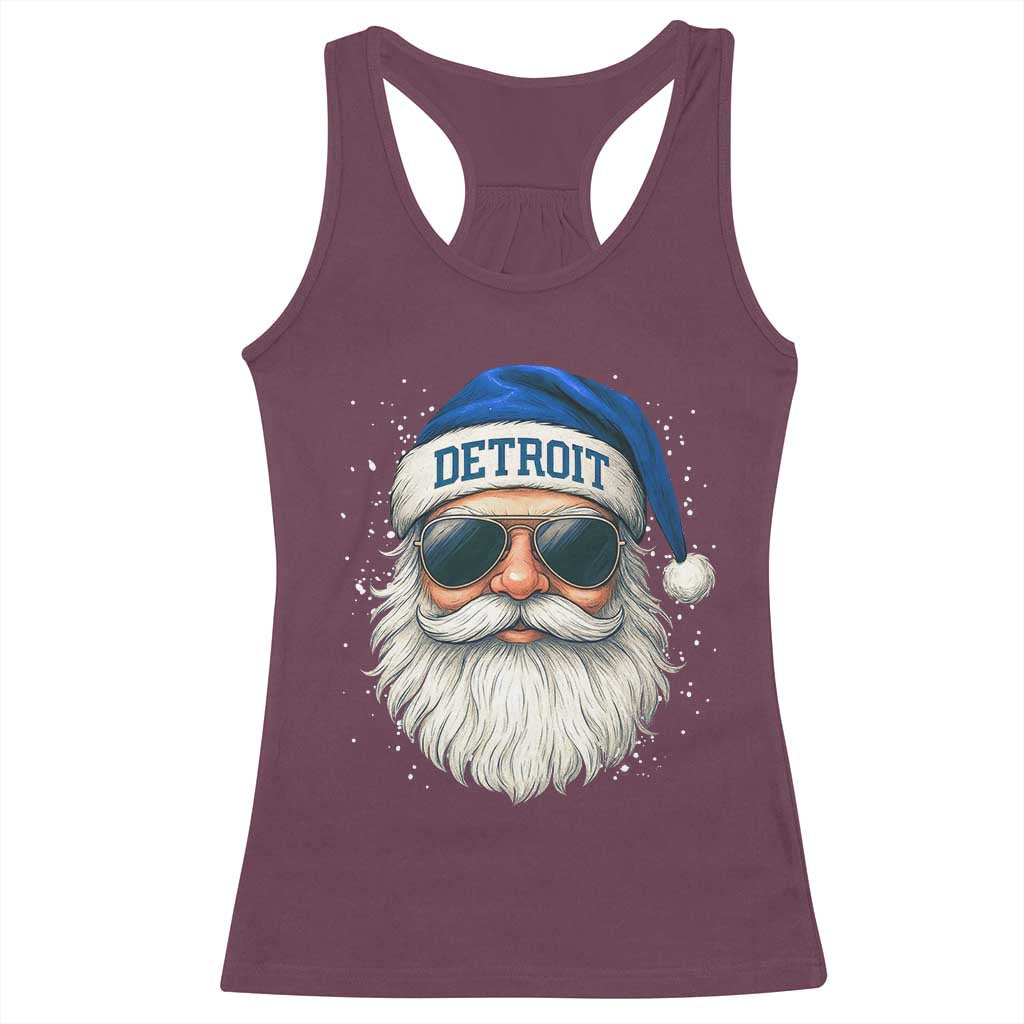 Vintage Detroit Football Christmas Racerback Tank Top Funny Retro Santa Lions Fan Xmas - Wonder Print Shop