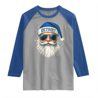 Vintage Detroit Football Christmas Raglan Shirt Funny Retro Santa Lions Fan Xmas - Wonder Print Shop