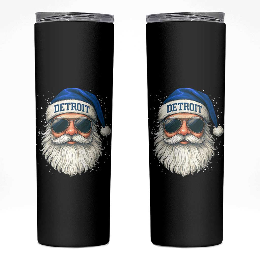 Vintage Detroit Football Christmas Skinny Tumbler Funny Retro Santa Lions Fan Xmas - Wonder Print Shop