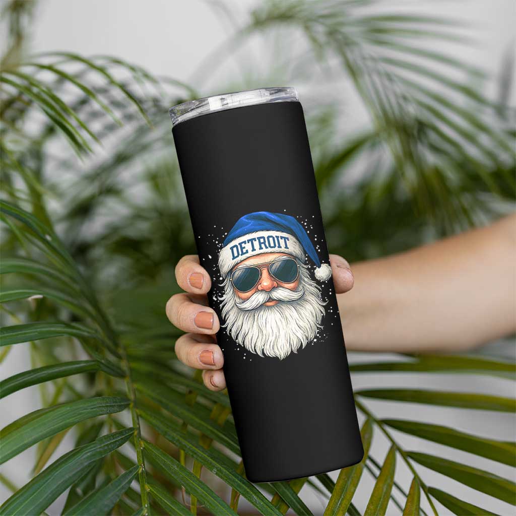 Vintage Detroit Football Christmas Skinny Tumbler Funny Retro Santa Lions Fan Xmas - Wonder Print Shop