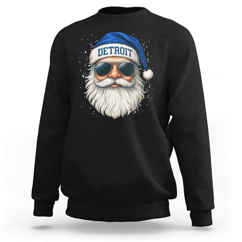Vintage Detroit Football Christmas Sweatshirt Funny Retro Santa Lions Fan Xmas - Wonder Print Shop