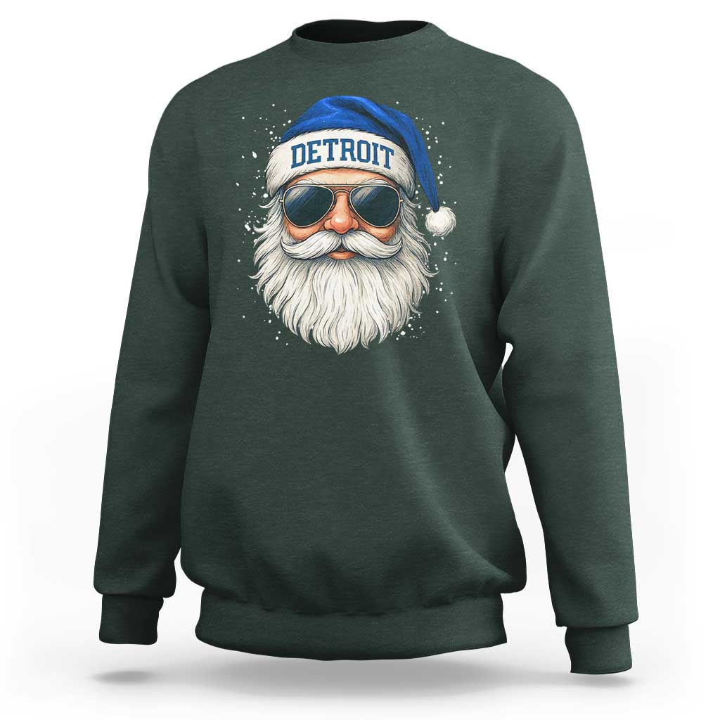Vintage Detroit Football Christmas Sweatshirt Funny Retro Santa Lions Fan Xmas - Wonder Print Shop