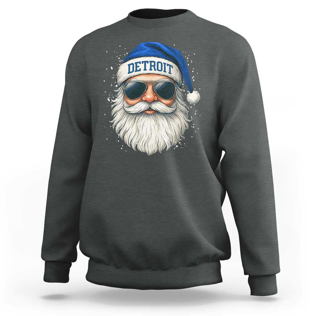 Vintage Detroit Football Christmas Sweatshirt Funny Retro Santa Lions Fan Xmas - Wonder Print Shop