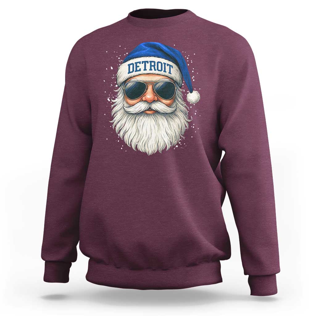 Vintage Detroit Football Christmas Sweatshirt Funny Retro Santa Lions Fan Xmas - Wonder Print Shop