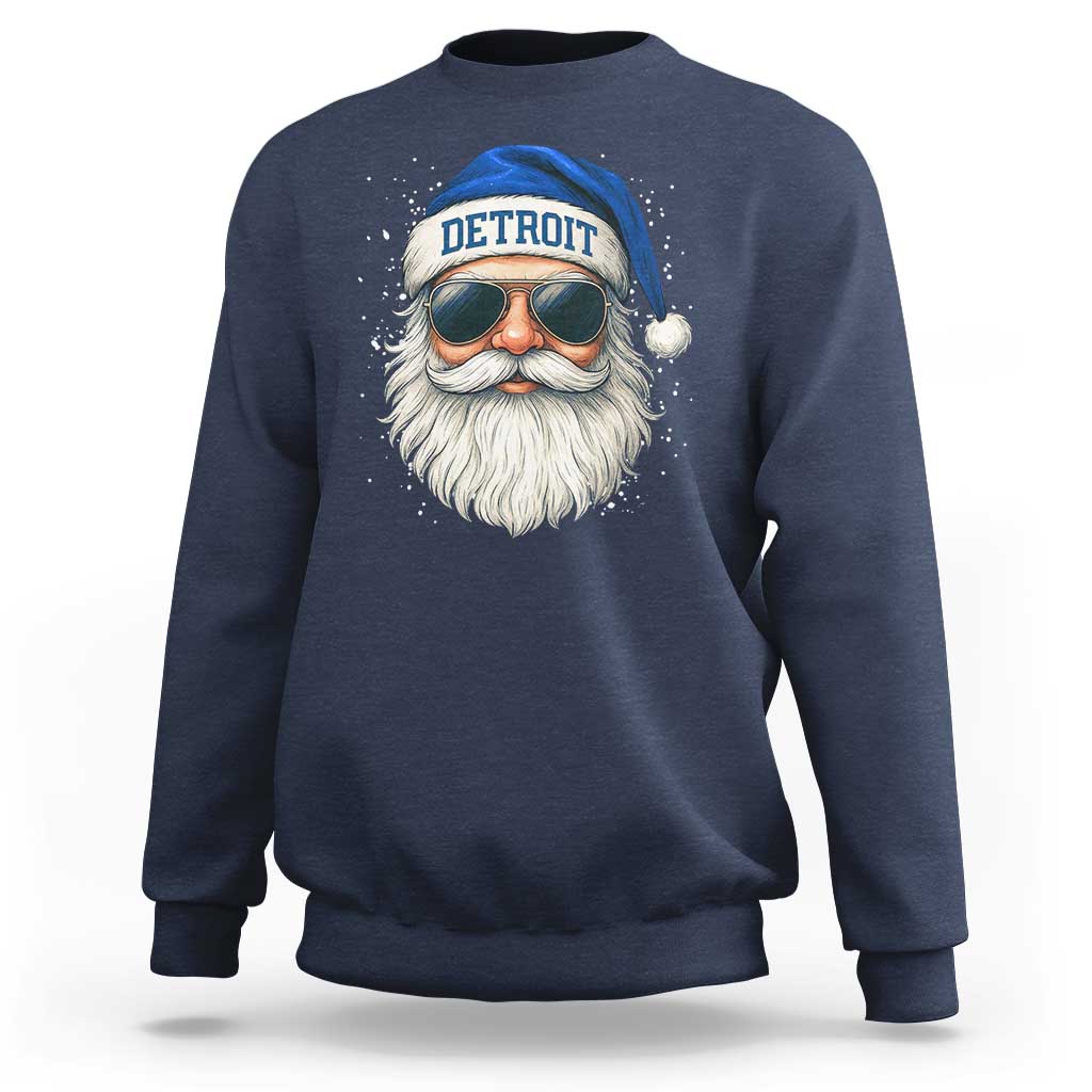 Vintage Detroit Football Christmas Sweatshirt Funny Retro Santa Lions Fan Xmas - Wonder Print Shop