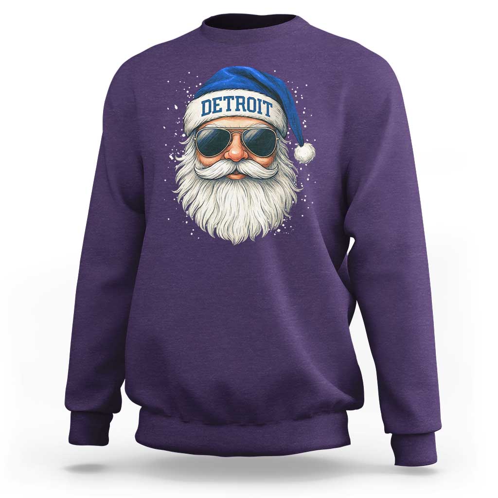 Vintage Detroit Football Christmas Sweatshirt Funny Retro Santa Lions Fan Xmas - Wonder Print Shop