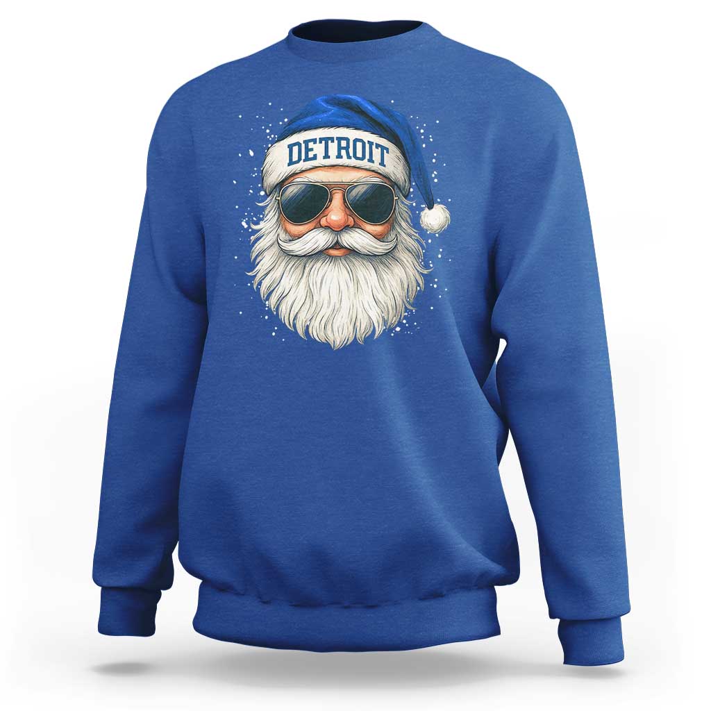 Vintage Detroit Football Christmas Sweatshirt Funny Retro Santa Lions Fan Xmas - Wonder Print Shop