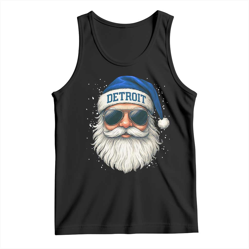 Vintage Detroit Football Christmas Tank Top Funny Retro Santa Lions Fan Xmas - Wonder Print Shop