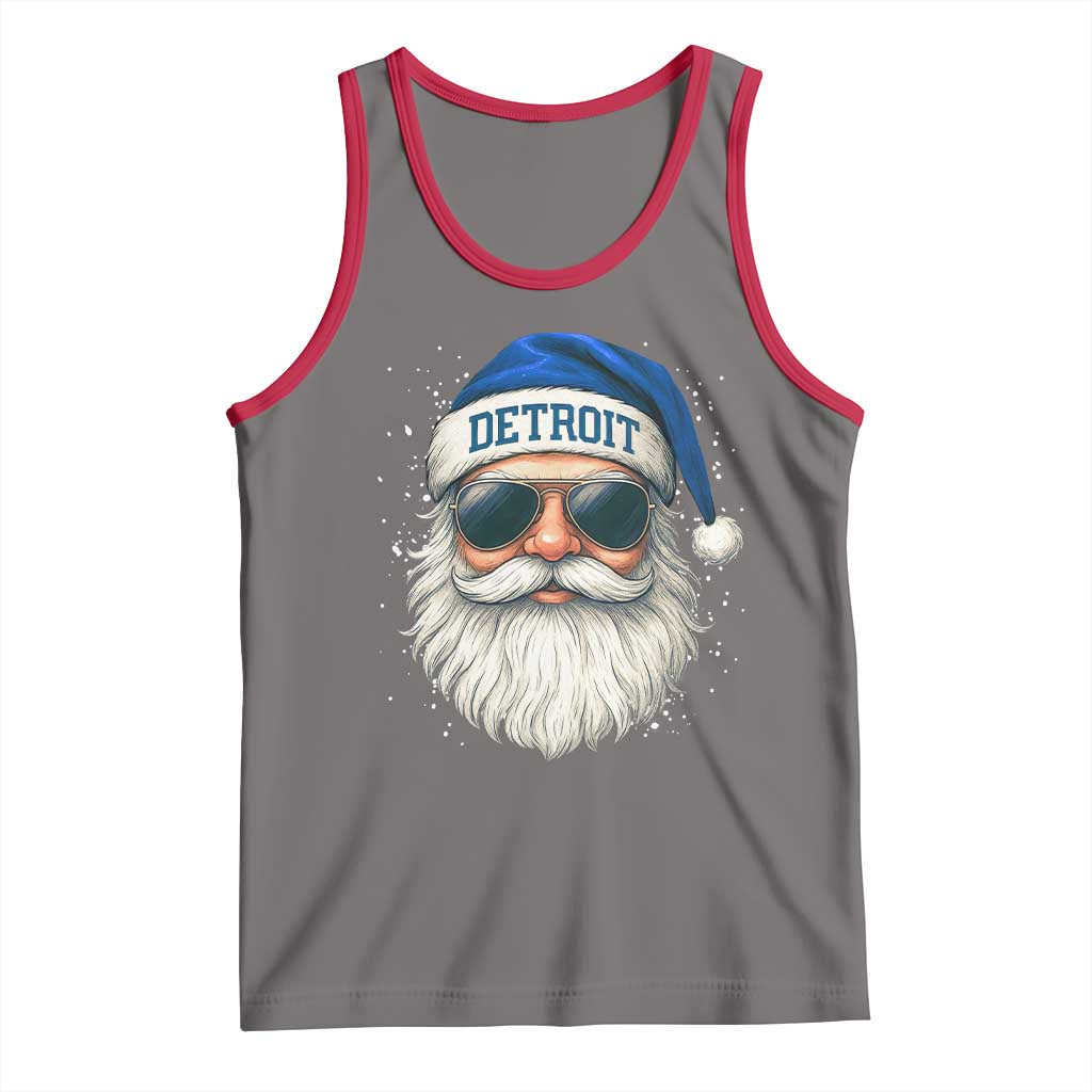 Vintage Detroit Football Christmas Tank Top Funny Retro Santa Lions Fan Xmas - Wonder Print Shop