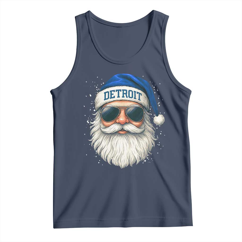 Vintage Detroit Football Christmas Tank Top Funny Retro Santa Lions Fan Xmas - Wonder Print Shop