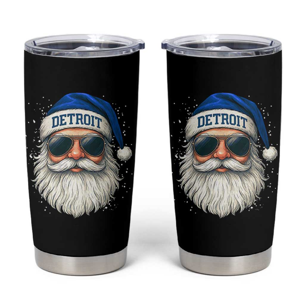 Vintage Detroit Football Christmas Tumbler Cup Funny Retro Santa Lions Fan Xmas - Wonder Print Shop
