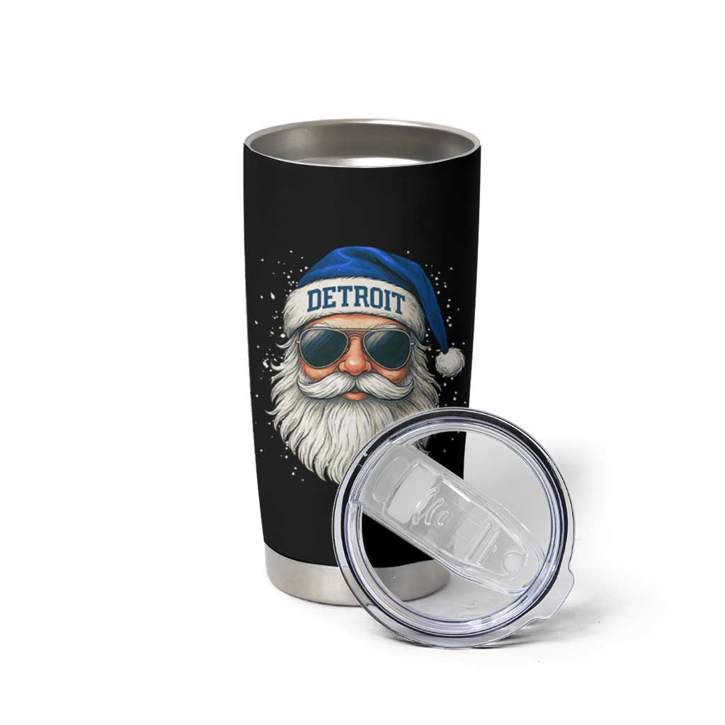 Vintage Detroit Football Christmas Tumbler Cup Funny Retro Santa Lions Fan Xmas - Wonder Print Shop