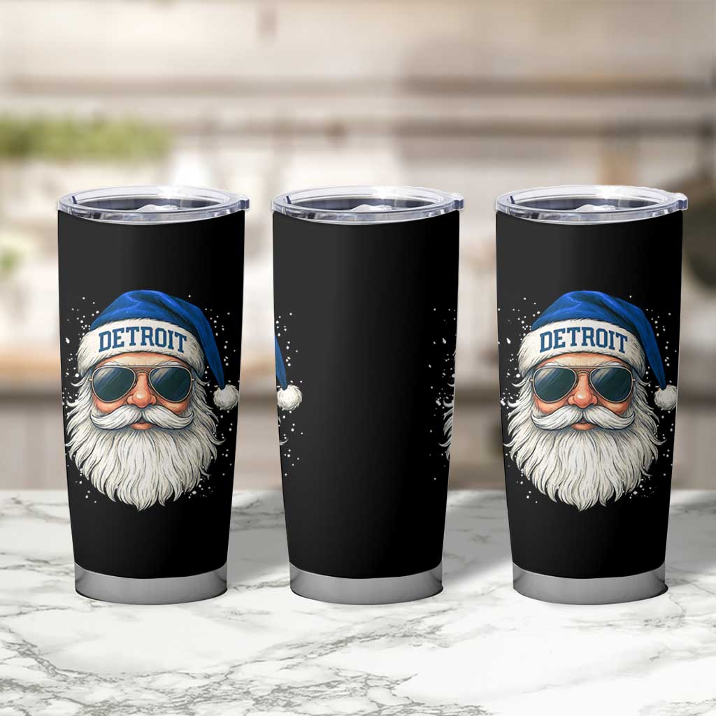 Vintage Detroit Football Christmas Tumbler Cup Funny Retro Santa Lions Fan Xmas - Wonder Print Shop