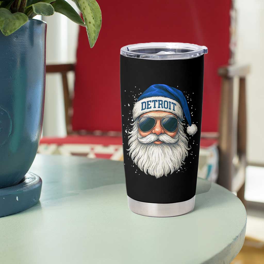 Vintage Detroit Football Christmas Tumbler Cup Funny Retro Santa Lions Fan Xmas - Wonder Print Shop