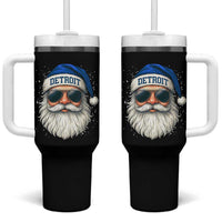 Vintage Detroit Football Christmas Tumbler With Handle Funny Retro Santa Lions Fan Xmas - Wonder Print Shop