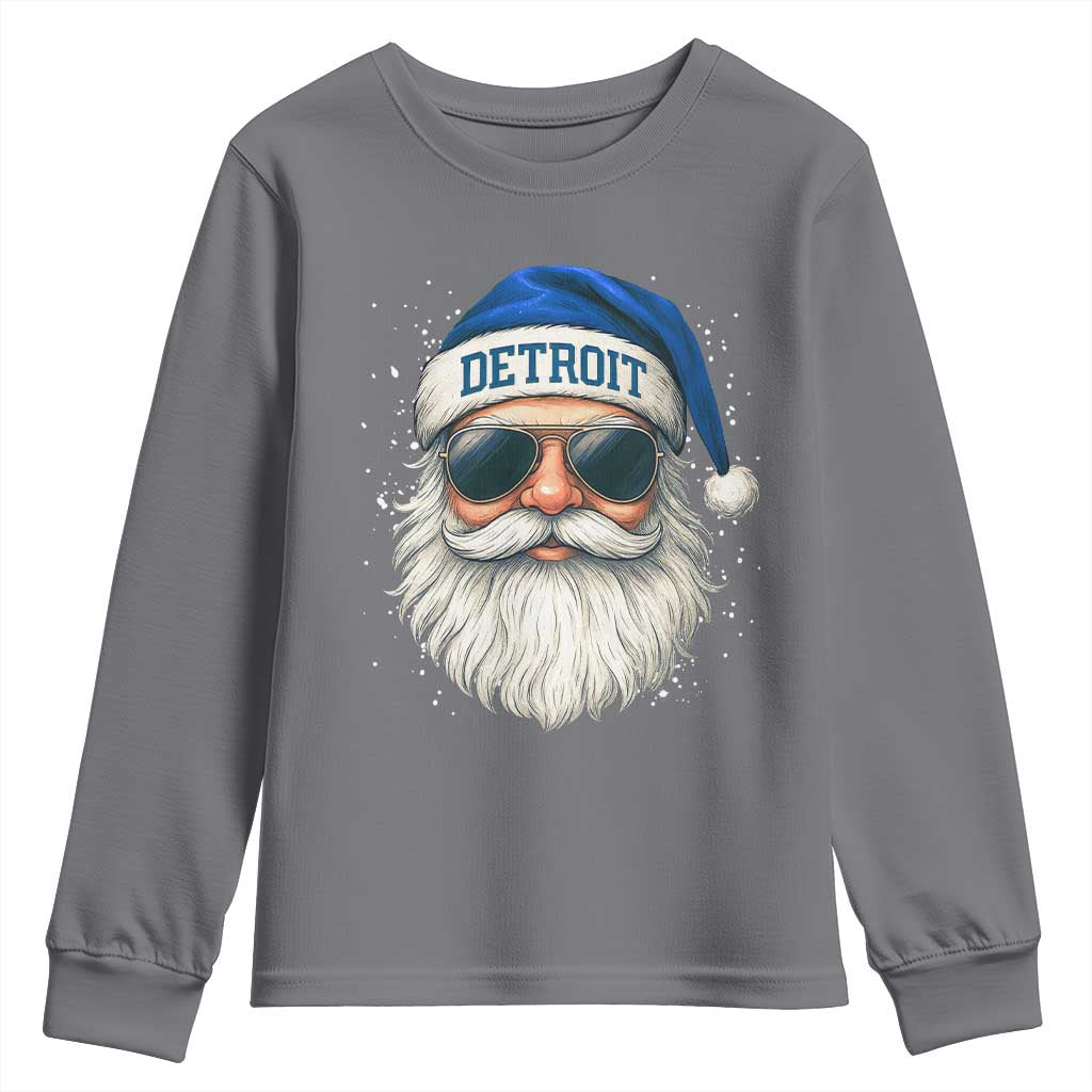 Vintage Detroit Football Christmas Youth Sweatshirt Funny Retro Santa Lions Fan Xmas - Wonder Print Shop