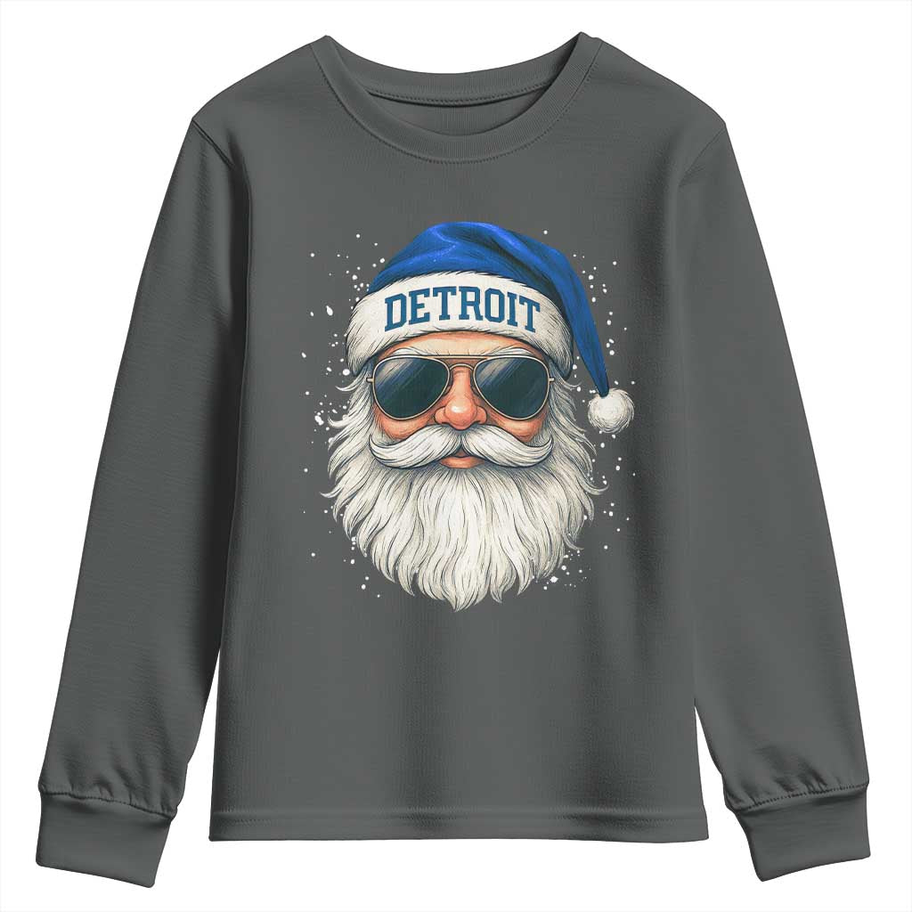 Vintage Detroit Football Christmas Youth Sweatshirt Funny Retro Santa Lions Fan Xmas - Wonder Print Shop