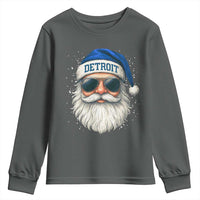 Vintage Detroit Football Christmas Youth Sweatshirt Funny Retro Santa Lions Fan Xmas - Wonder Print Shop