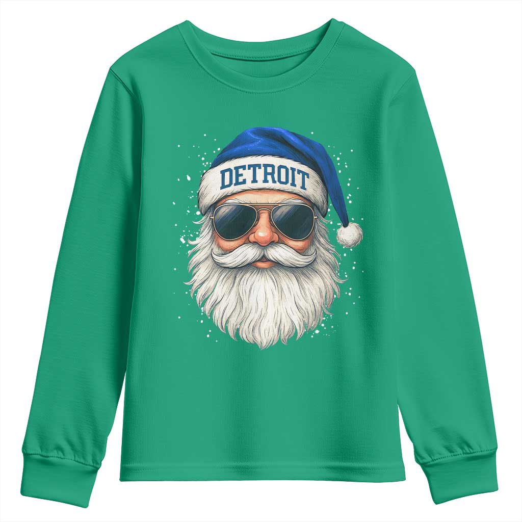 Vintage Detroit Football Christmas Youth Sweatshirt Funny Retro Santa Lions Fan Xmas - Wonder Print Shop