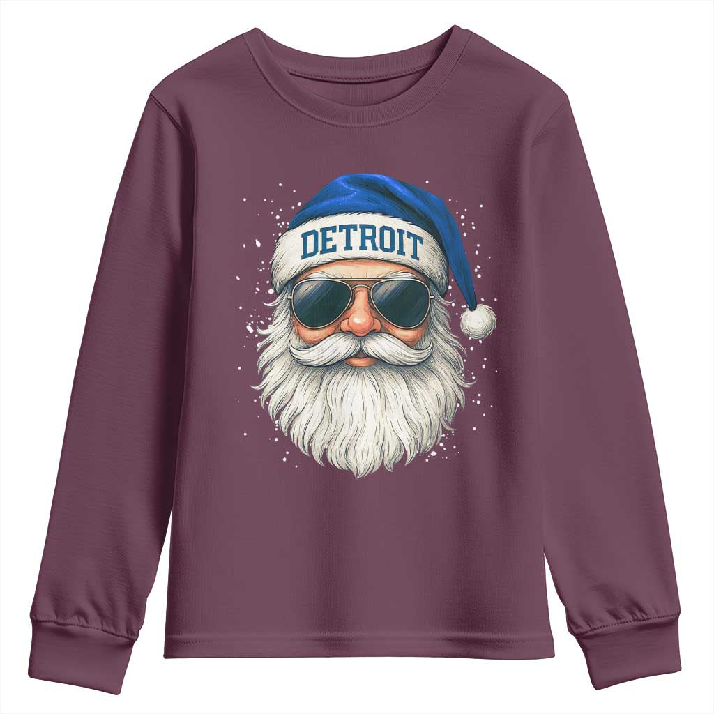 Vintage Detroit Football Christmas Youth Sweatshirt Funny Retro Santa Lions Fan Xmas - Wonder Print Shop