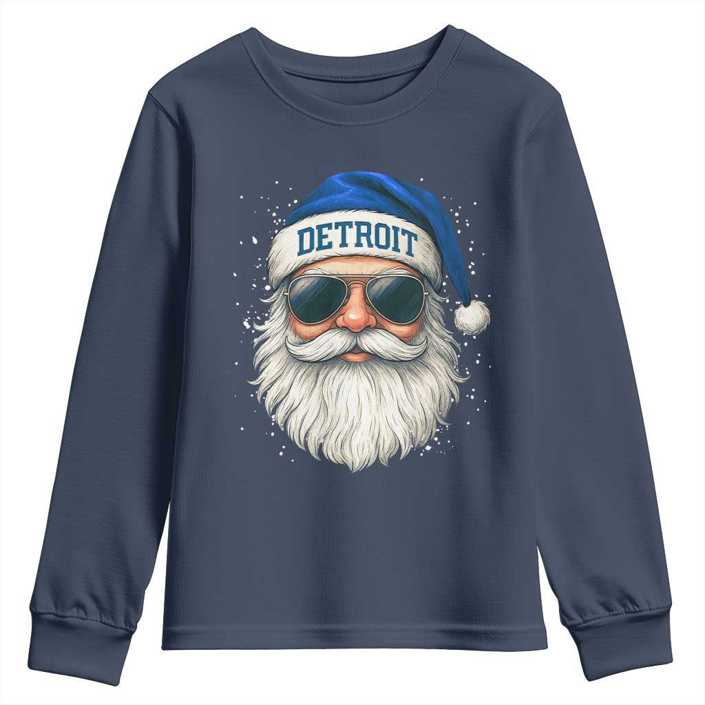 Vintage Detroit Football Christmas Youth Sweatshirt Funny Retro Santa Lions Fan Xmas - Wonder Print Shop