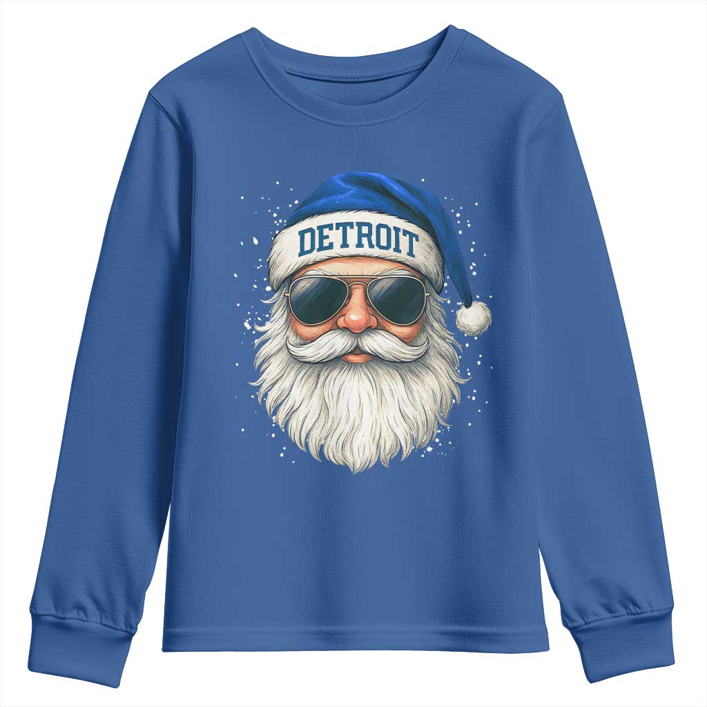Vintage Detroit Football Christmas Youth Sweatshirt Funny Retro Santa Lions Fan Xmas - Wonder Print Shop