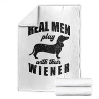 Funny Dachshund Dad Throw Blanket Real Men Play With Their Wiener Dog Dad Gag Gift - Wonder Print Shop