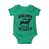 Funny Dachshund Dad Baby Onesie Real Men Play With Their Wiener Dog Dad Gag Gift - Wonder Print Shop