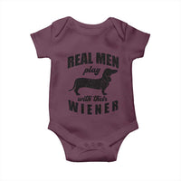 Funny Dachshund Dad Baby Onesie Real Men Play With Their Wiener Dog Dad Gag Gift - Wonder Print Shop