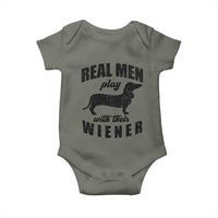 Funny Dachshund Dad Baby Onesie Real Men Play With Their Wiener Dog Dad Gag Gift - Wonder Print Shop
