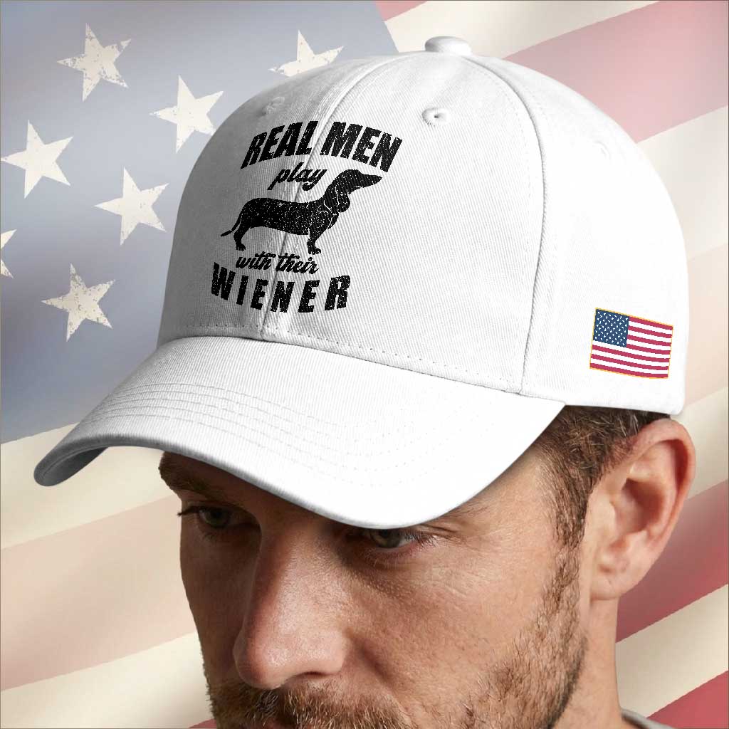 Funny Dachshund Dad Baseball Cap Real Men Play With Their Wiener Dog Dad Gag Gift