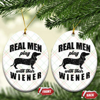 Funny Dachshund Dad Ceramic Ornament Real Men Play With Their Wiener Dog Dad Gag Gift - Wonder Print Shop