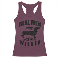 Funny Dachshund Dad Racerback Tank Top Real Men Play With Their Wiener Dog Dad Gag Gift - Wonder Print Shop