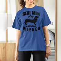 Funny Dachshund Dad T Shirt For Women Real Men Play With Their Wiener Dog Dad Gag Gift - Wonder Print Shop