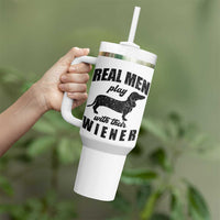 Funny Dachshund Dad Tumbler With Handle Real Men Play With Their Wiener Dog Dad Gag Gift - Wonder Print Shop