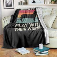 Funny Dachshund Dad Throw Blanket Retro Real Men Play With Their Wiener Dog Dad Gag Gift - Wonder Print Shop