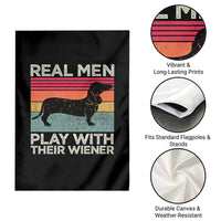 Funny Dachshund Dad Garden Flag Retro Real Men Play With Their Wiener Dog Dad Gag Gift - Wonder Print Shop
