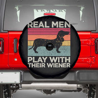 Funny Dachshund Dad Spare Tire Cover Retro Real Men Play With Their Wiener Dog Dad Gag Gift - Wonder Print Shop