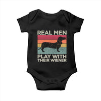 Funny Dachshund Dad Baby Onesie Retro Real Men Play With Their Wiener Dog Dad Gag Gift - Wonder Print Shop