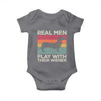 Funny Dachshund Dad Baby Onesie Retro Real Men Play With Their Wiener Dog Dad Gag Gift - Wonder Print Shop