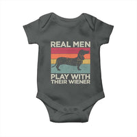 Funny Dachshund Dad Baby Onesie Retro Real Men Play With Their Wiener Dog Dad Gag Gift - Wonder Print Shop