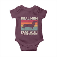 Funny Dachshund Dad Baby Onesie Retro Real Men Play With Their Wiener Dog Dad Gag Gift - Wonder Print Shop