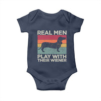 Funny Dachshund Dad Baby Onesie Retro Real Men Play With Their Wiener Dog Dad Gag Gift - Wonder Print Shop