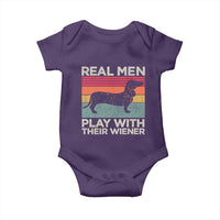 Funny Dachshund Dad Baby Onesie Retro Real Men Play With Their Wiener Dog Dad Gag Gift - Wonder Print Shop