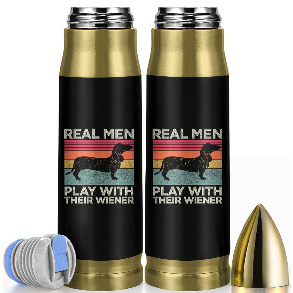 Funny Dachshund Dad Bullet Tumbler Retro Real Men Play With Their Wiener Dog Dad Gag Gift - Wonder Print Shop