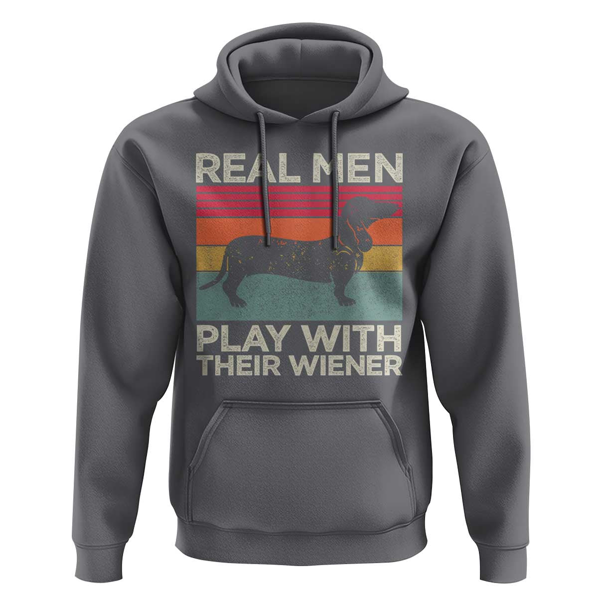 Funny Dachshund Dad Hoodie Retro Real Men Play With Their Wiener Dog Dad Gag Gift - Wonder Print Shop