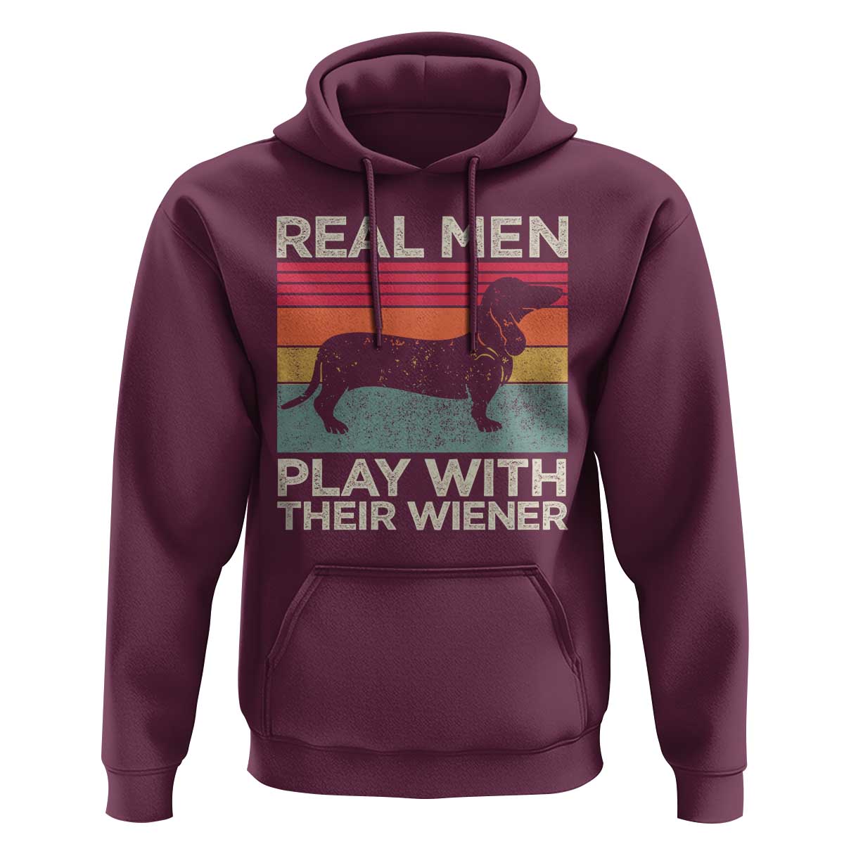Funny Dachshund Dad Hoodie Retro Real Men Play With Their Wiener Dog Dad Gag Gift - Wonder Print Shop