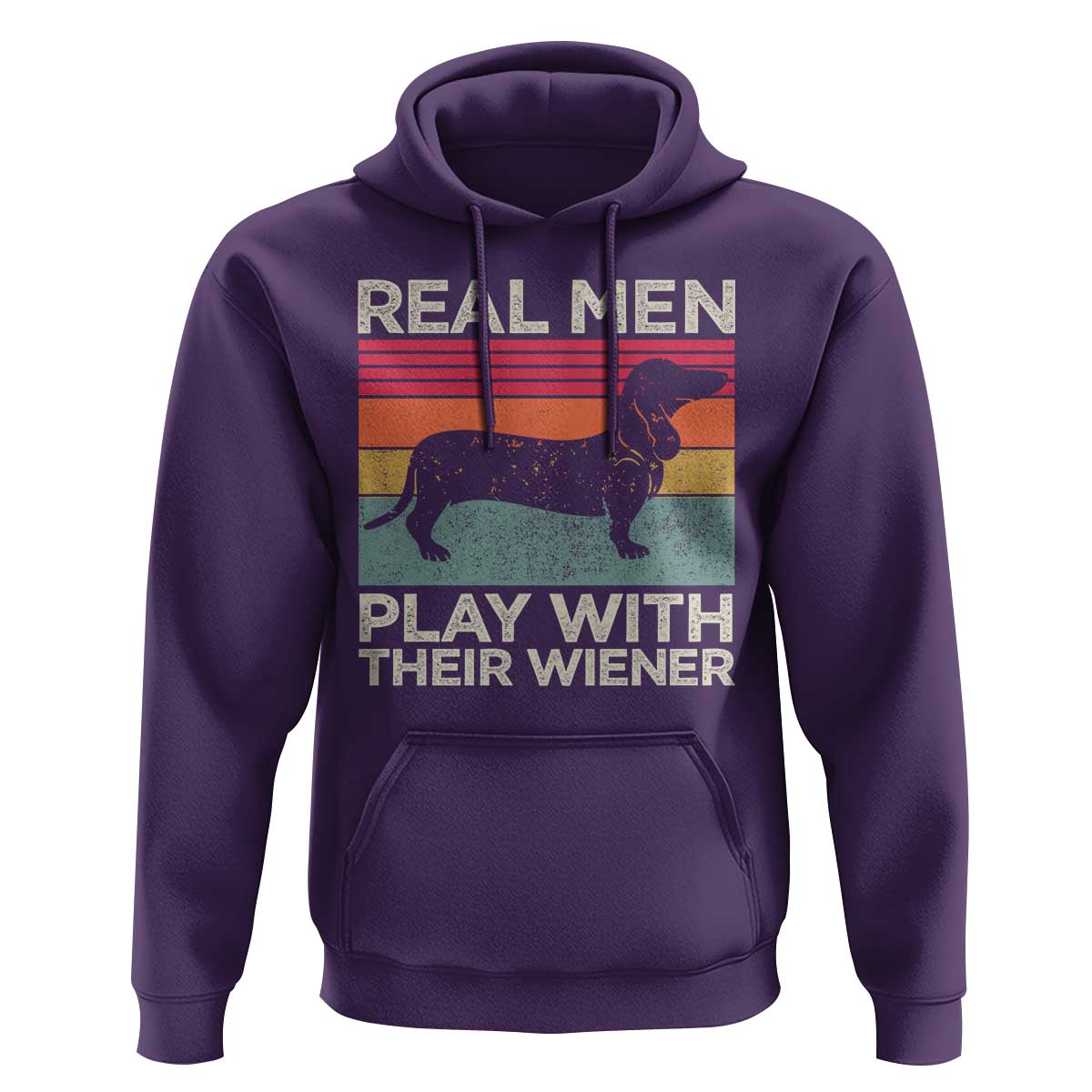 Funny Dachshund Dad Hoodie Retro Real Men Play With Their Wiener Dog Dad Gag Gift - Wonder Print Shop