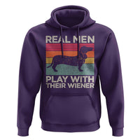 Funny Dachshund Dad Hoodie Retro Real Men Play With Their Wiener Dog Dad Gag Gift - Wonder Print Shop